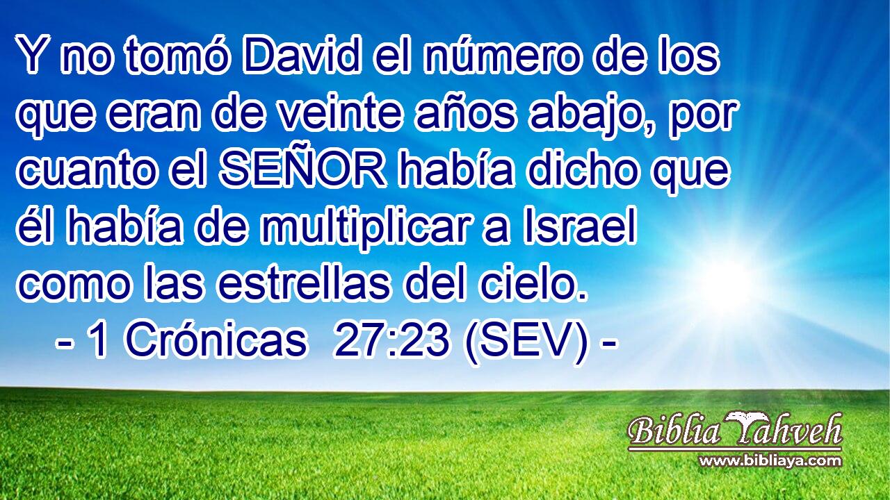 Y no tomó David el número de los que eran de veinte años abajo, por cuanto el SEÑOR había dicho que él había de multiplicar a Israel como las estrellas del cielo.