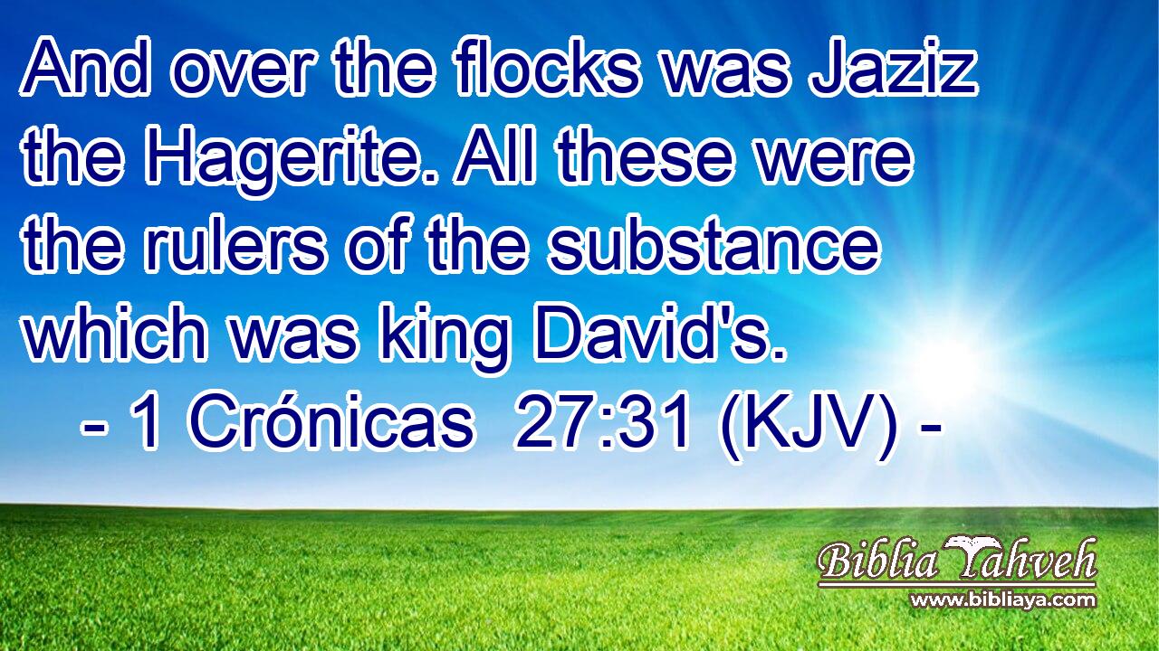 And over the flocks was Jaziz the Hagerite. All these were the rulers of the substance which was king David's.