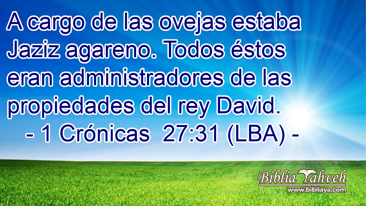 A cargo de las ovejas estaba Jaziz agareno. Todos éstos eran administradores de las propiedades del rey David.