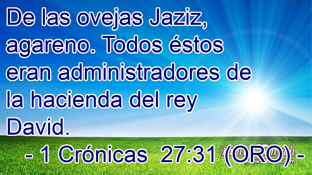  De las ovejas Jaziz, agareno. Todos éstos eran administradores de la hacienda del rey David. 