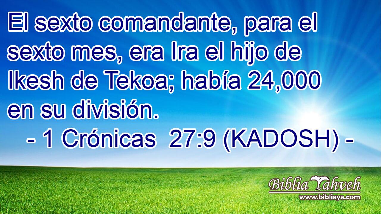  El sexto comandante, para el sexto mes, era Ira el hijo de Ikesh de Tekoa; había 24,000 en su división. 
