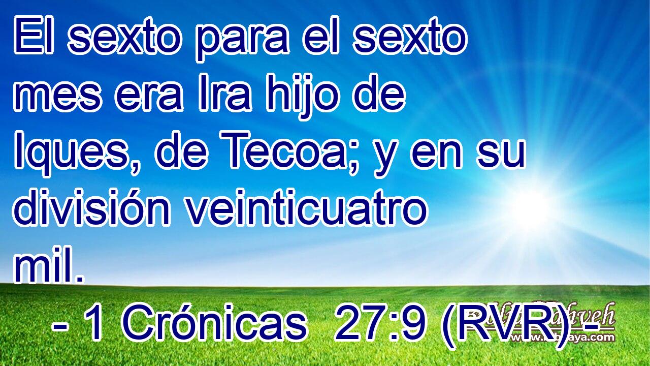 El sexto para el sexto mes era Ira hijo de Iques, de Tecoa; y en su división veinticuatro mil.