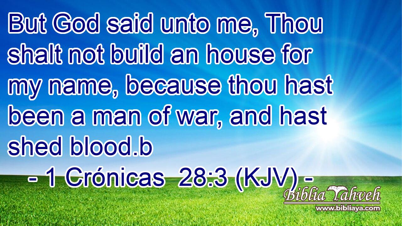But God said unto me, Thou shalt not build an house for my name, because thou hast been a man of war, and hast shed blood.b