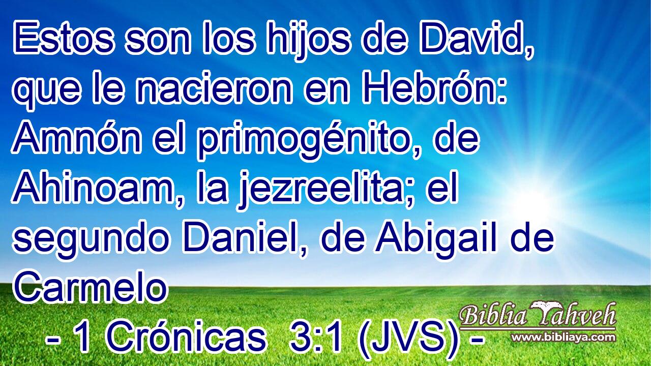 Estos son los hijos de David, que le nacieron en Hebrón: Amnón el primogénito, de Ahinoam, la jezreelita; el segundo Daniel, de Abigail de Carmelo