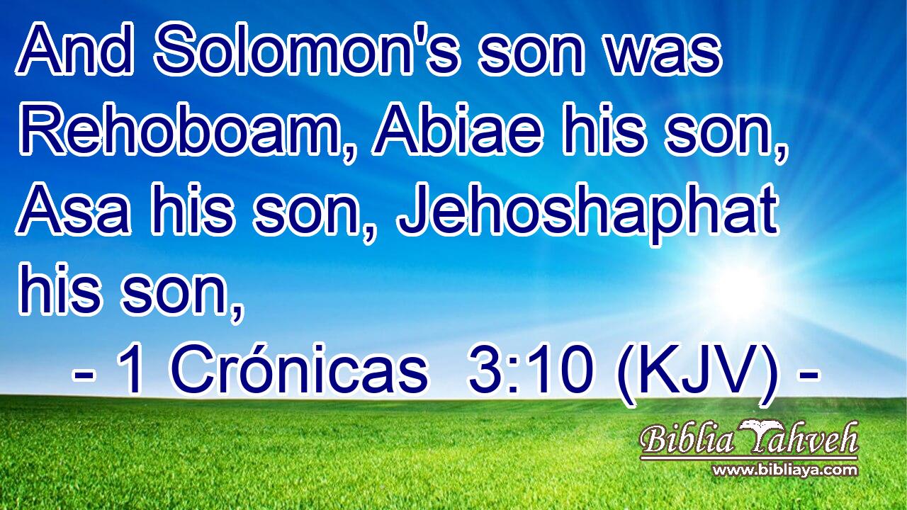 And Solomon's son was Rehoboam, Abiae his son, Asa his son, Jehoshaphat his son,