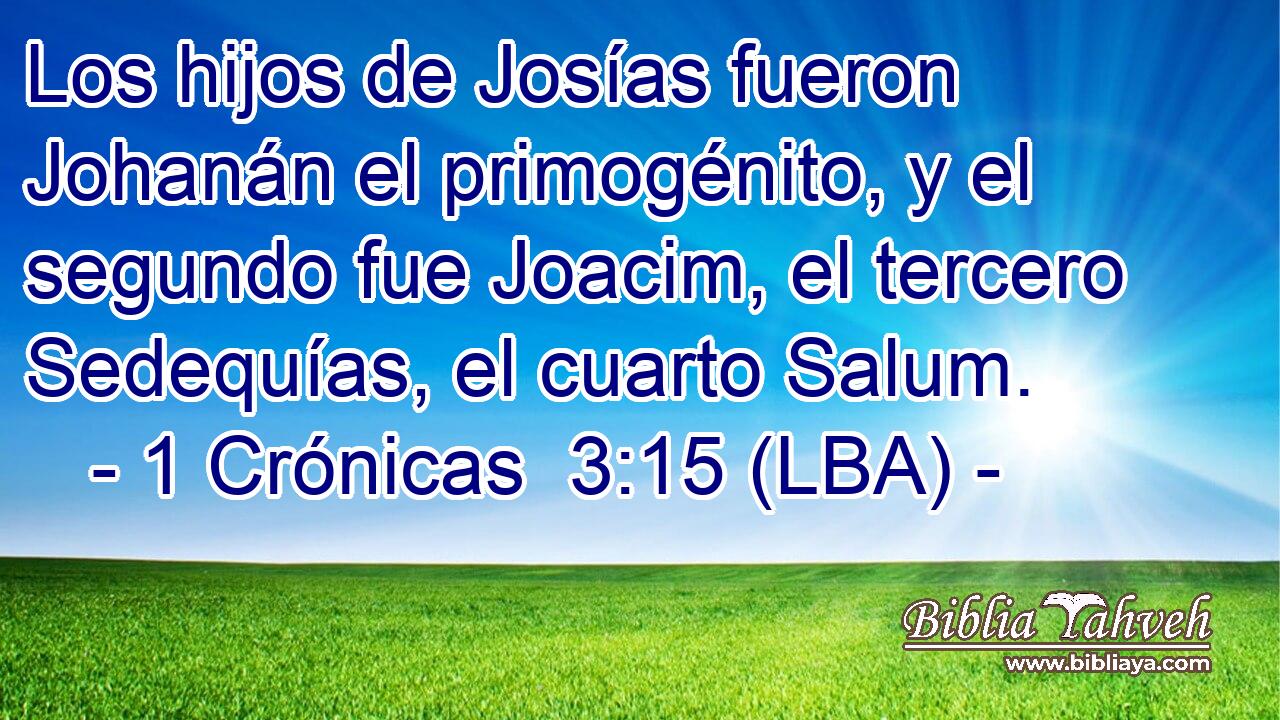Los hijos de Josías fueron Johanán el primogénito, y el segundo fue Joacim, el tercero Sedequías, el cuarto Salum.