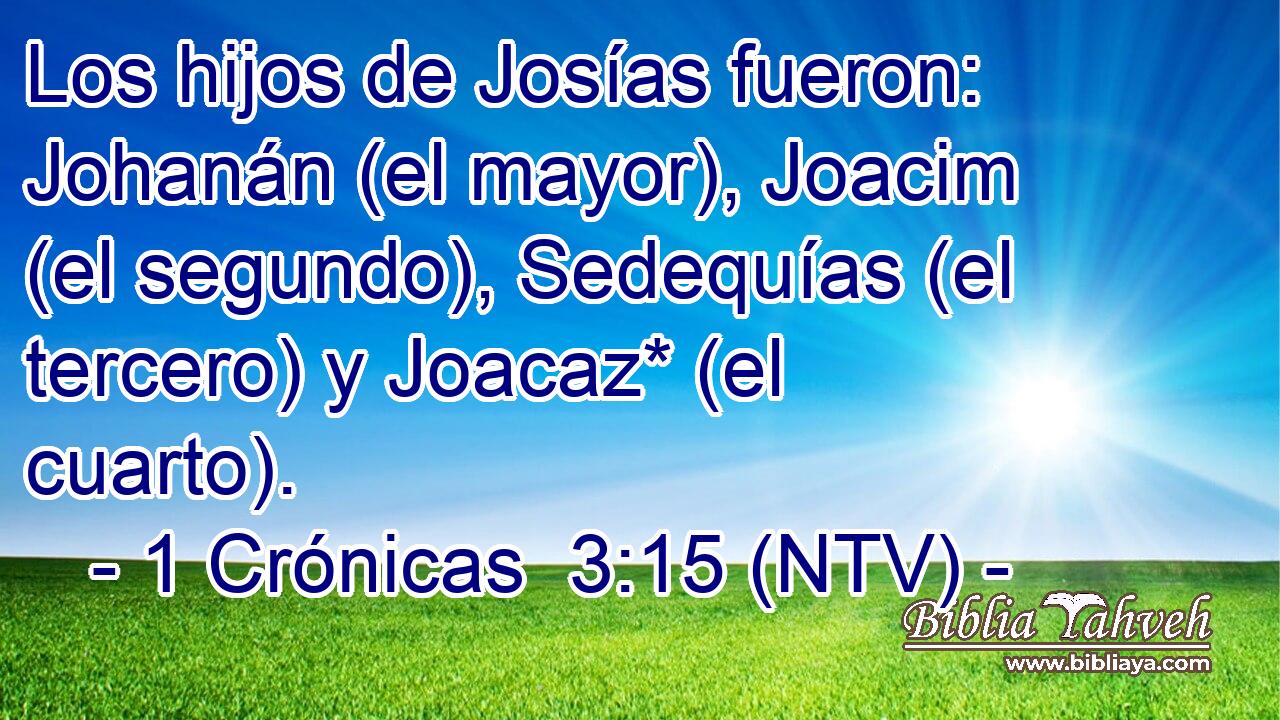 Los hijos de Josías fueron: Johanán (el mayor), Joacim (el segundo), Sedequías (el tercero) y Joacaz* (el cuarto).