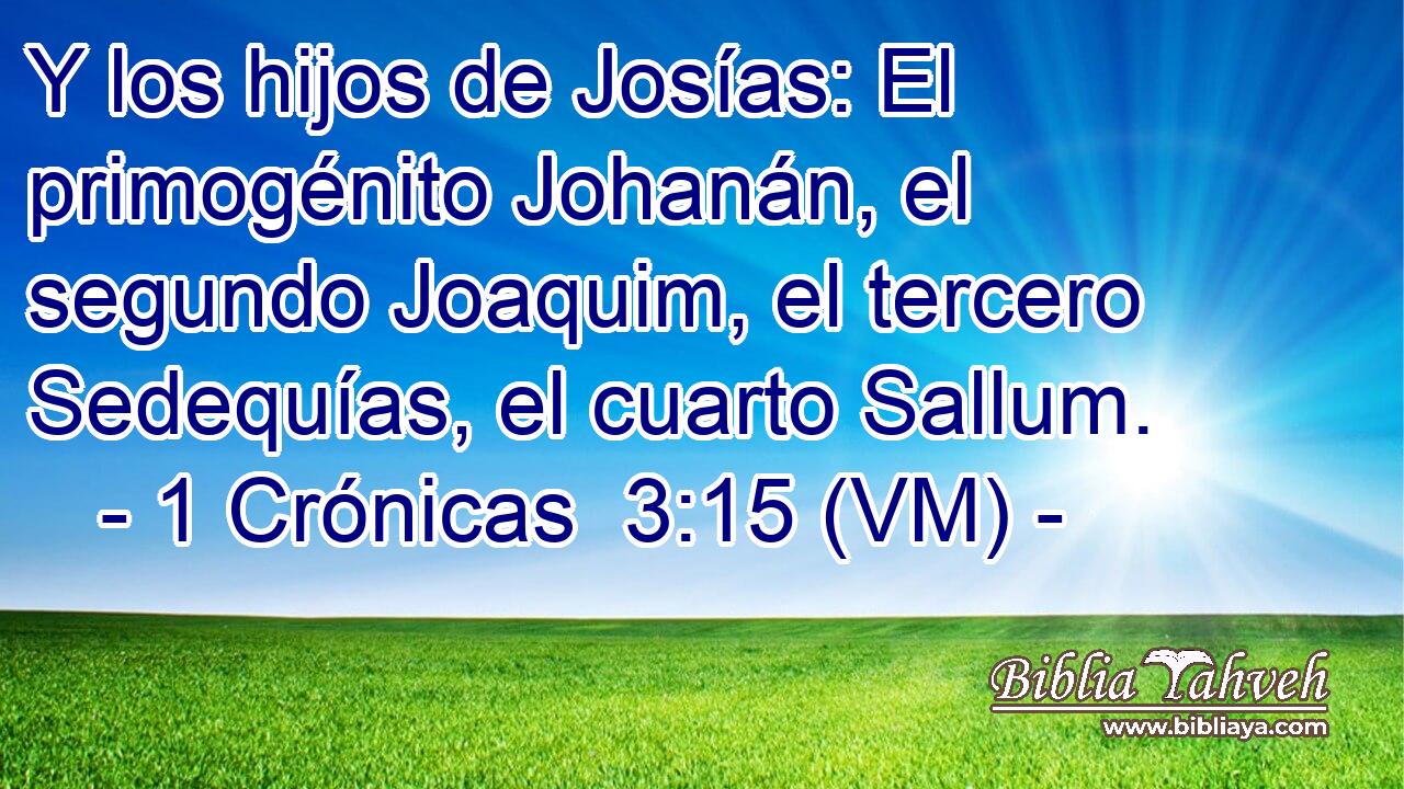  Y los hijos de Josías: El primogénito Johanán, el segundo Joaquim, el tercero Sedequías, el cuarto Sallum. 