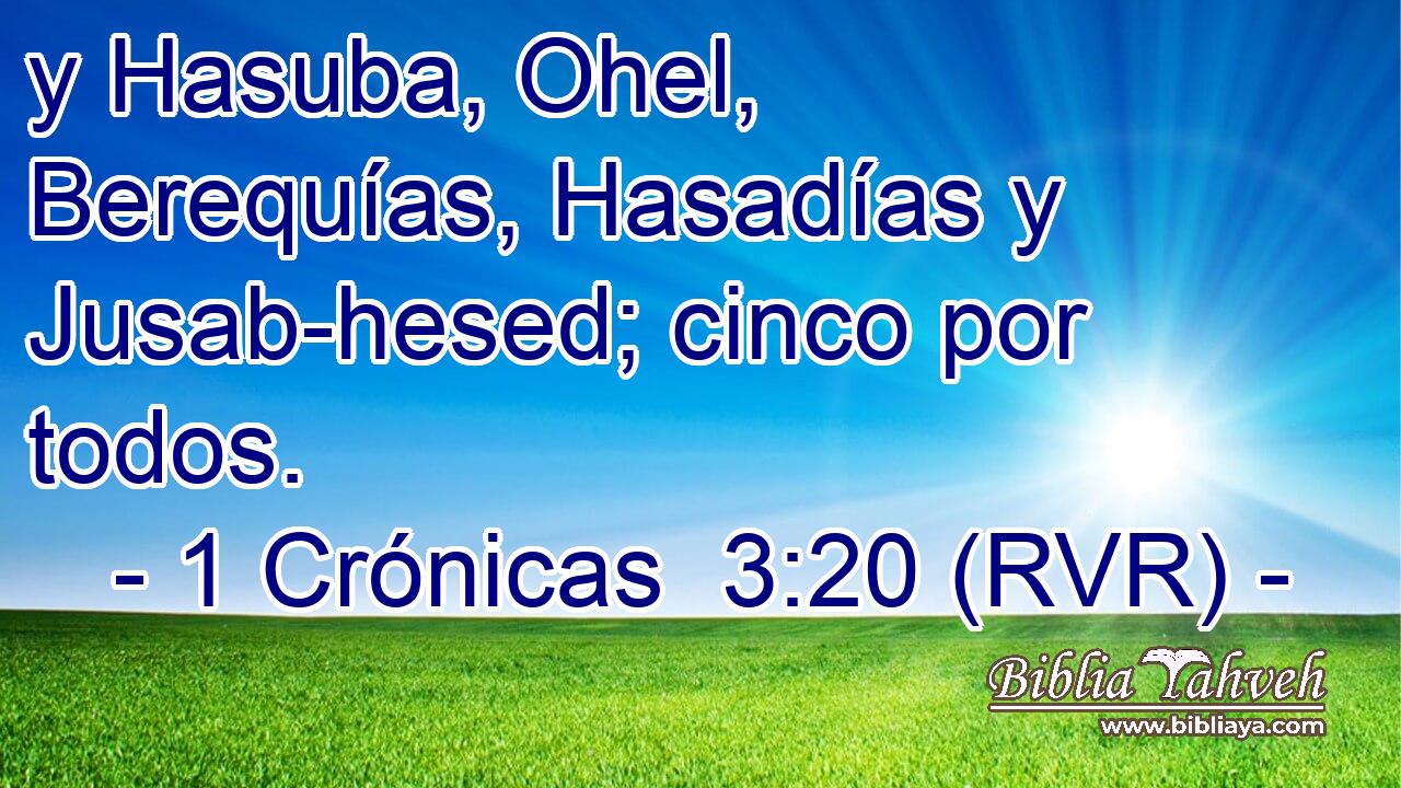 y Hasuba, Ohel, Berequías, Hasadías y Jusab-hesed; cinco por todos.