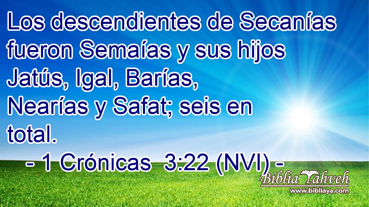  Los descendientes de Secanías fueron Semaías y sus hijos Jatús, Igal, Barías, Nearías y Safat; seis en total. 