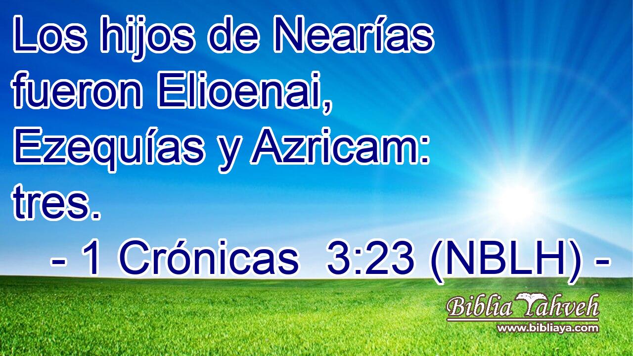  Los hijos de Nearías fueron Elioenai, Ezequías y Azricam: tres. 