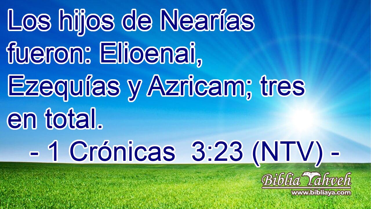 Los hijos de Nearías fueron: Elioenai, Ezequías y Azricam; tres en total.