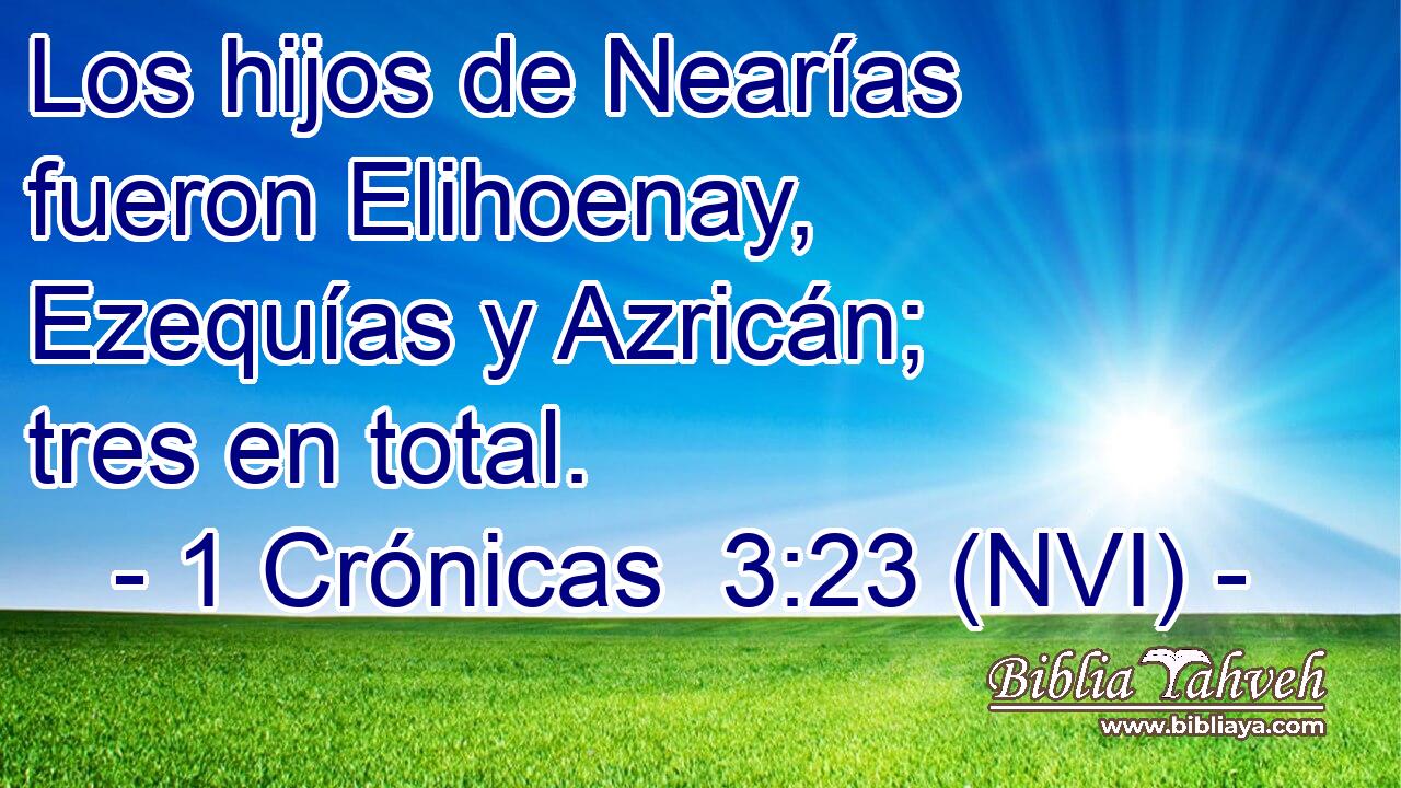 Los hijos de Nearías fueron Elihoenay, Ezequías y Azricán; tres en total. 