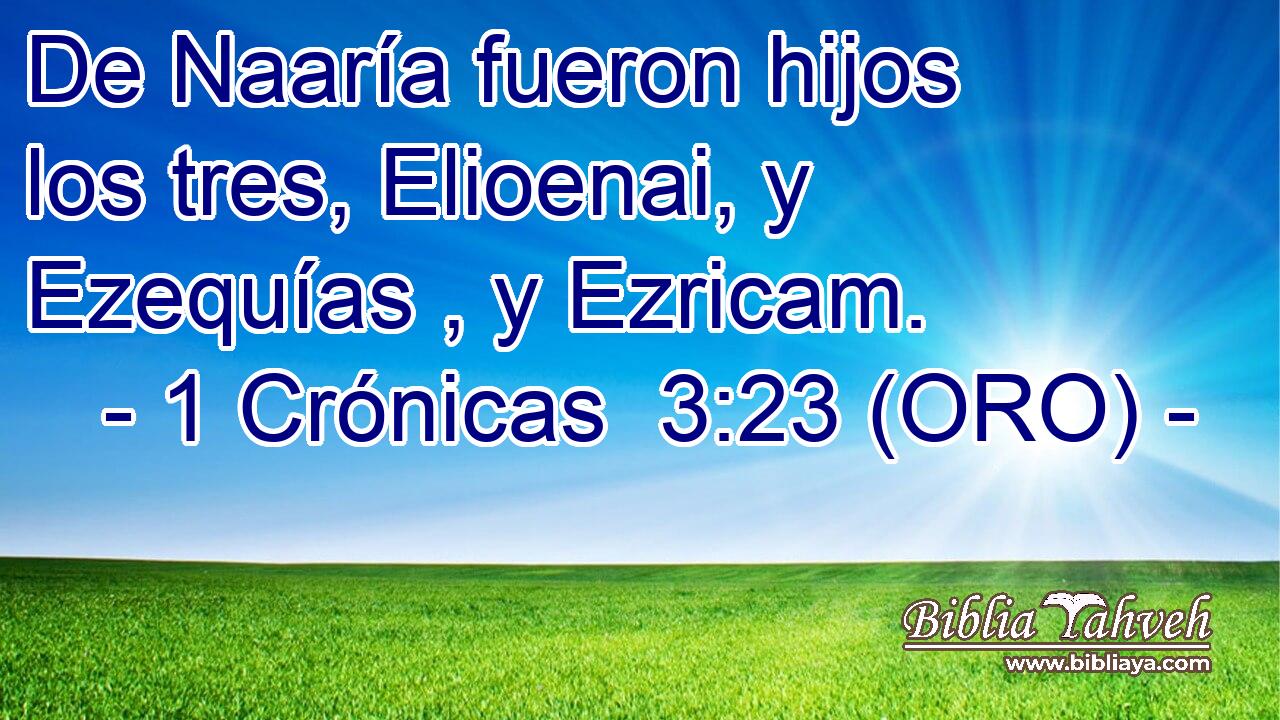  De Naaría fueron hijos los tres, Elioenai, y Ezequías , y Ezricam. 