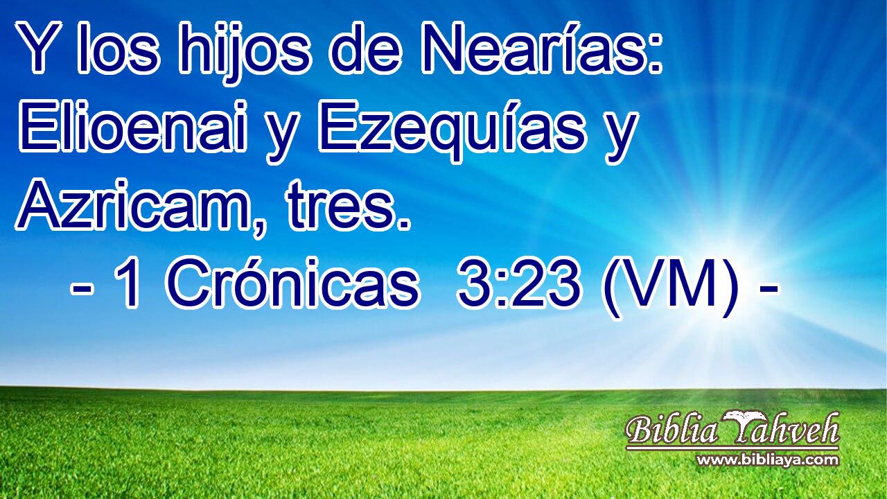  Y los hijos de Nearías: Elioenai y Ezequías y Azricam, tres. 