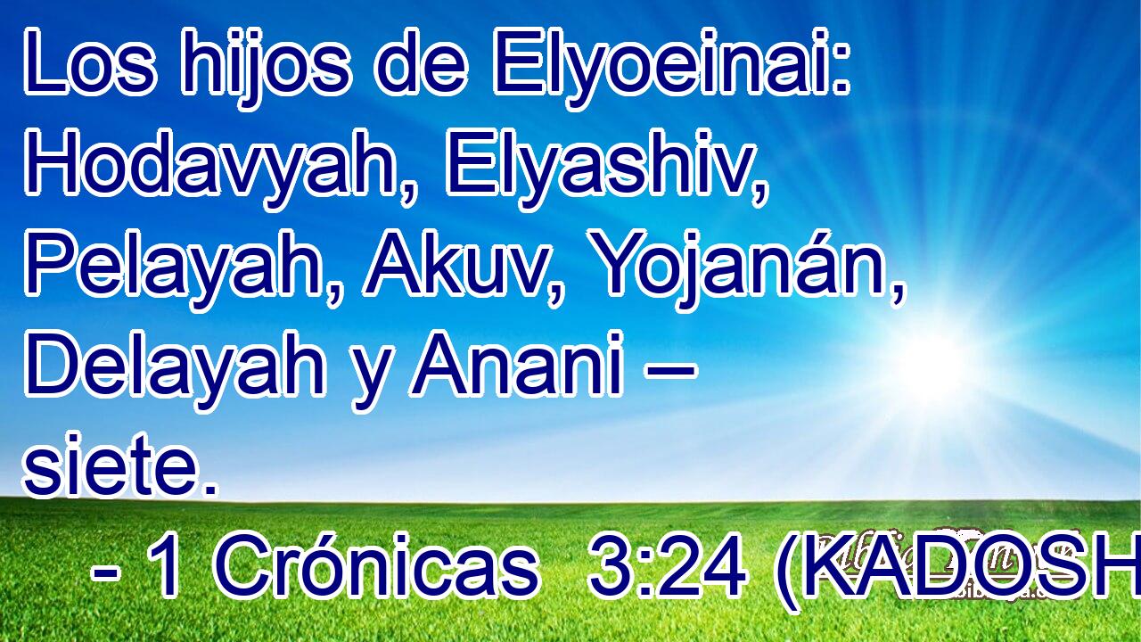  Los hijos de Elyoeinai: Hodavyah, Elyashiv, Pelayah, Akuv, Yojanán, Delayah y Anani – siete. 