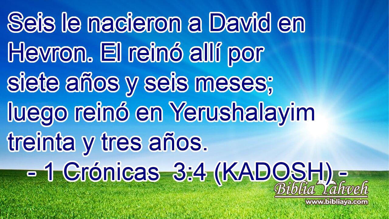  Seis le nacieron a David en Hevron. El reinó allí por siete años y seis meses; luego reinó en Yerushalayim treinta y tres años. 