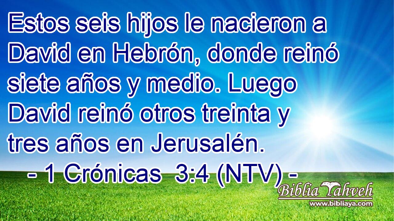 Estos seis hijos le nacieron a David en Hebrón, donde reinó siete años y medio. Luego David reinó otros treinta y tres años en Jerusalén.
