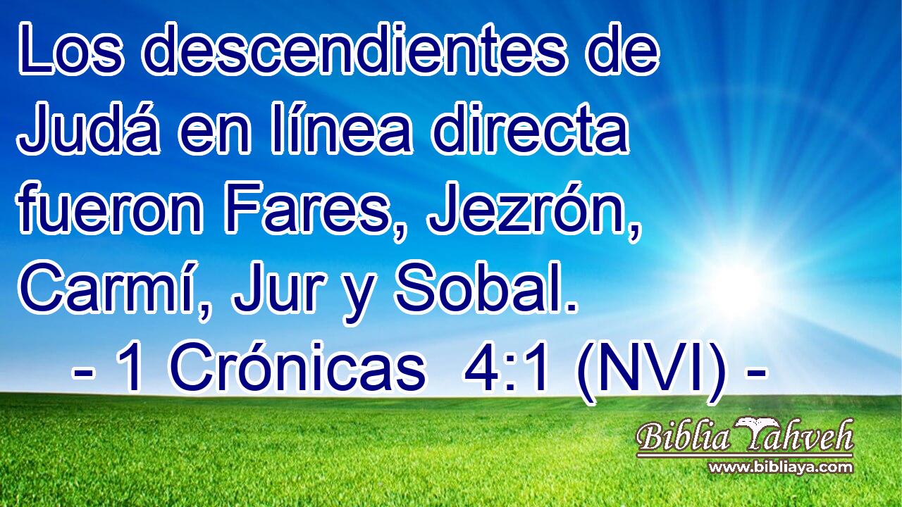  Los descendientes de Judá en línea directa fueron Fares, Jezrón, Carmí, Jur y Sobal. 