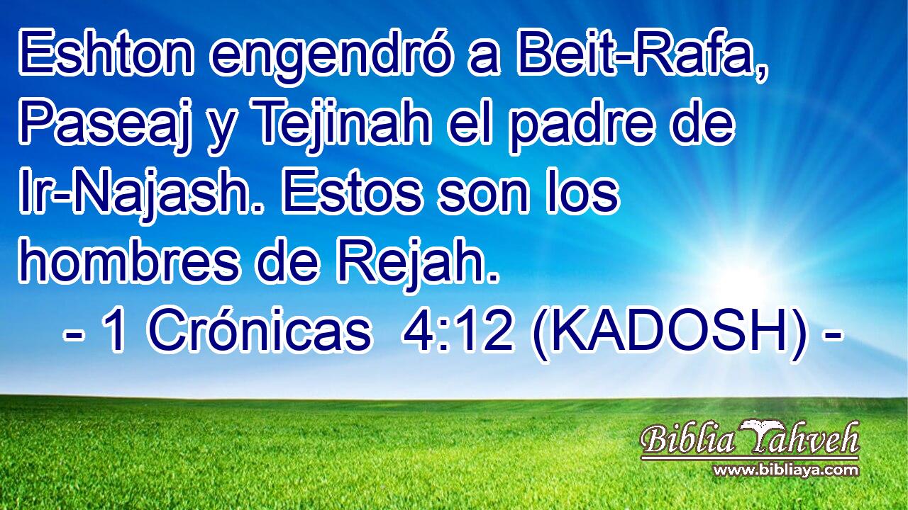  Eshton engendró a Beit-Rafa, Paseaj y Tejinah el padre de Ir-Najash. Estos son los hombres de Rejah. 