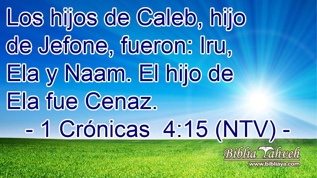 Los hijos de Caleb, hijo de Jefone, fueron: Iru, Ela y Naam. El hijo de Ela fue Cenaz.