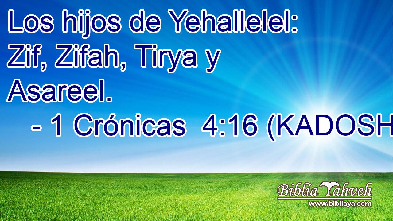  Los hijos de Yehallelel: Zif, Zifah, Tirya y Asareel. 