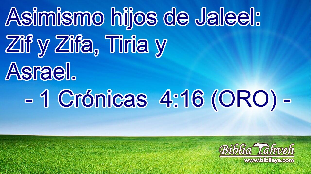  Asimismo hijos de Jaleel: Zif y Zifa, Tiria y Asrael. 
