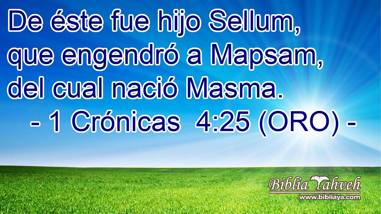  De éste fue hijo Sellum, que engendró a Mapsam, del cual nació Masma. 