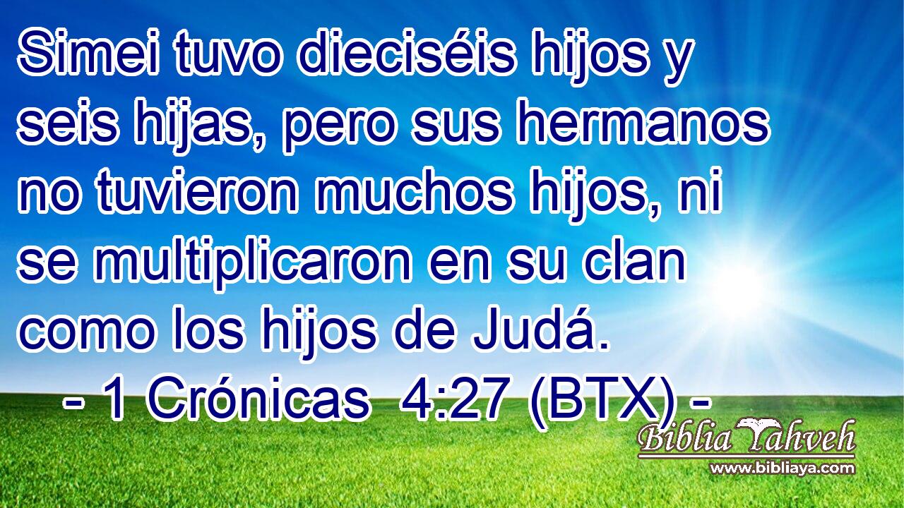 Simei tuvo dieciséis hijos y seis hijas, pero sus hermanos no tuvieron muchos hijos, ni se multiplicaron en su clan como los hijos de Judá.