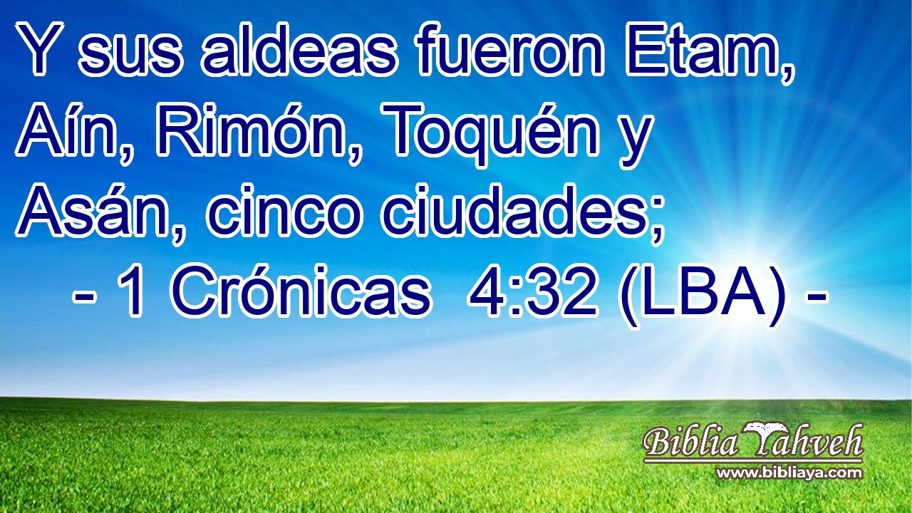 Y sus aldeas fueron Etam, Aín, Rimón, Toquén y Asán, cinco ciudades;