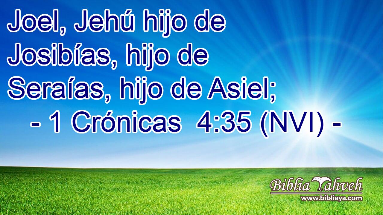  Joel, Jehú hijo de Josibías, hijo de Seraías, hijo de Asiel; 