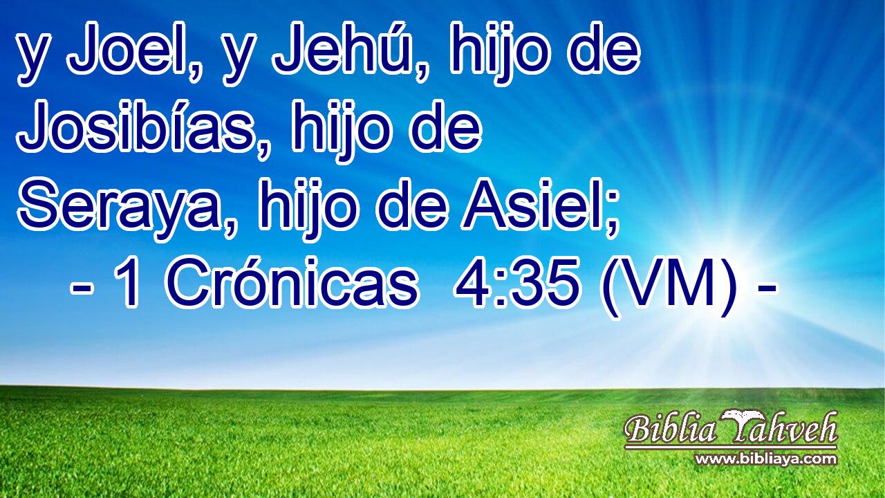  y Joel, y Jehú, hijo de Josibías, hijo de Seraya, hijo de Asiel; 