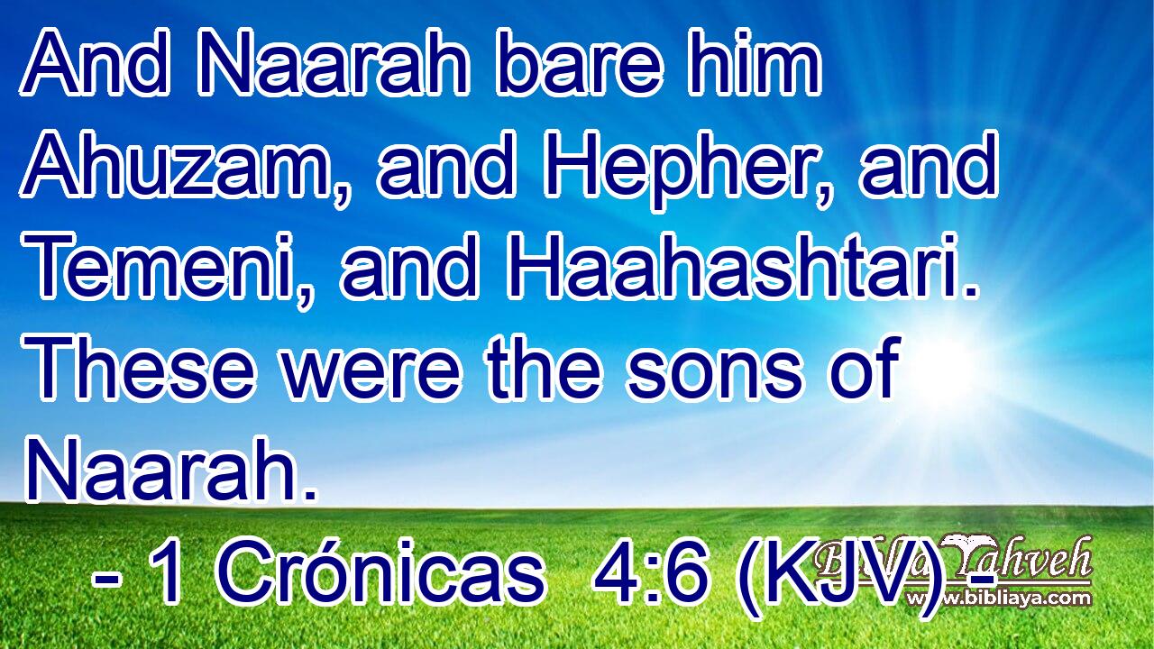 And Naarah bare him Ahuzam, and Hepher, and Temeni, and Haahashtari. These were the sons of Naarah.