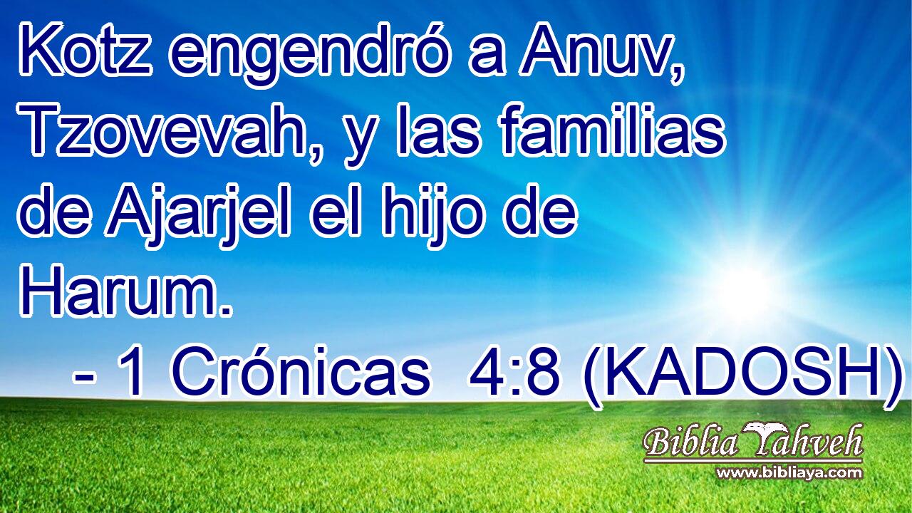  Kotz engendró a Anuv, Tzovevah, y las familias de Ajarjel el hijo de Harum. 