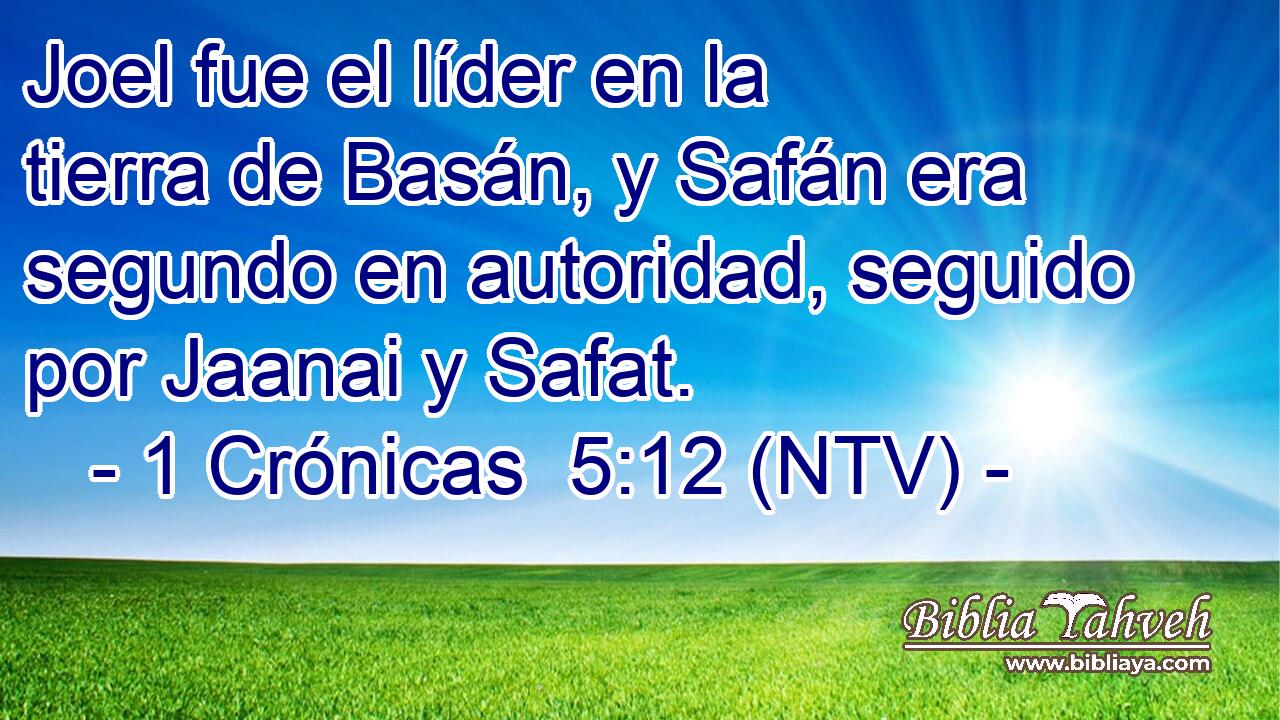 Joel fue el líder en la tierra de Basán, y Safán era segundo en autoridad, seguido por Jaanai y Safat.