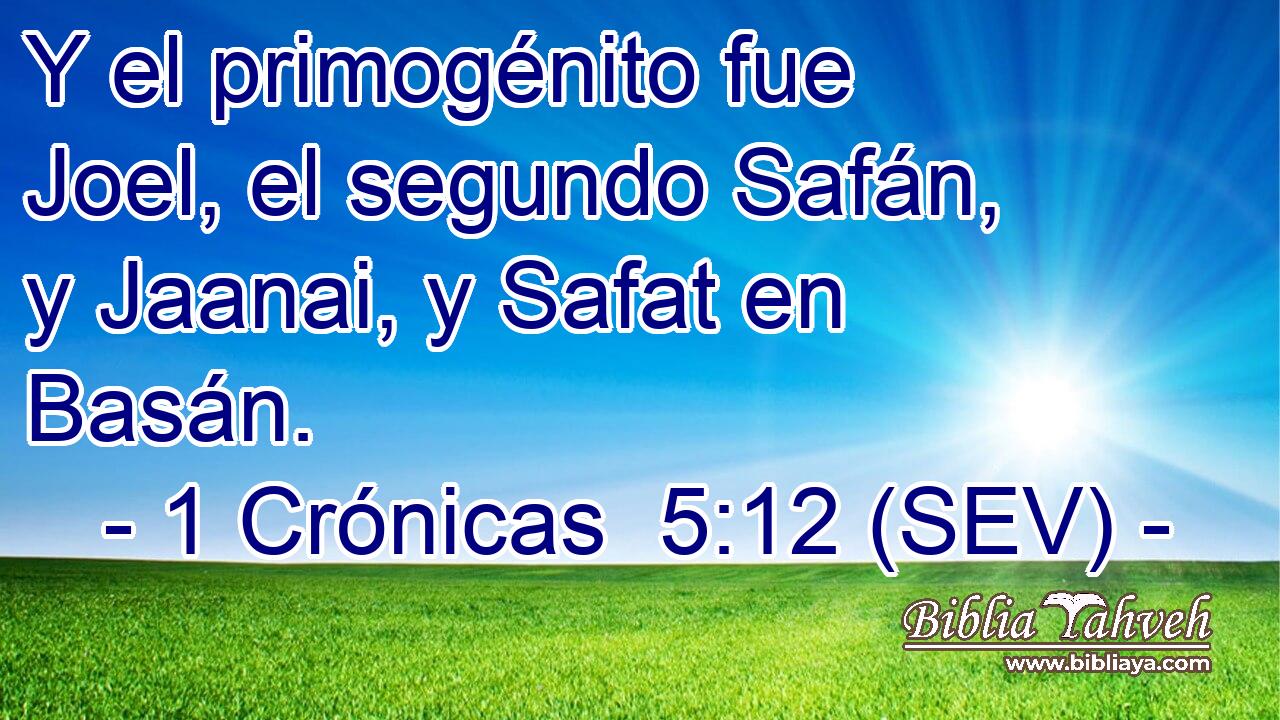 Y el primogénito fue Joel, el segundo Safán, y Jaanai, y Safat en Basán.