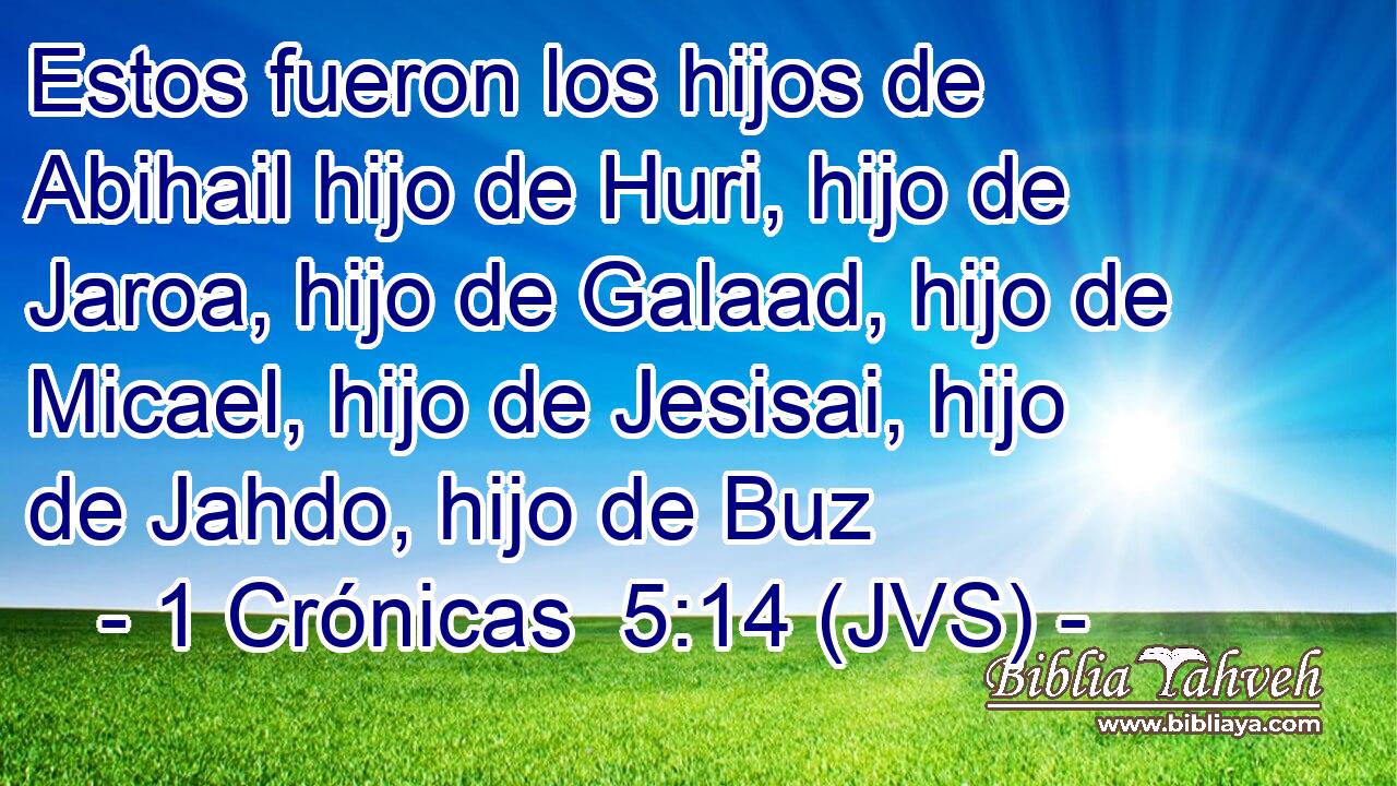 Estos fueron los hijos de Abihail hijo de Huri, hijo de Jaroa, hijo de Galaad, hijo de Micael, hijo de Jesisai, hijo de Jahdo, hijo de Buz
