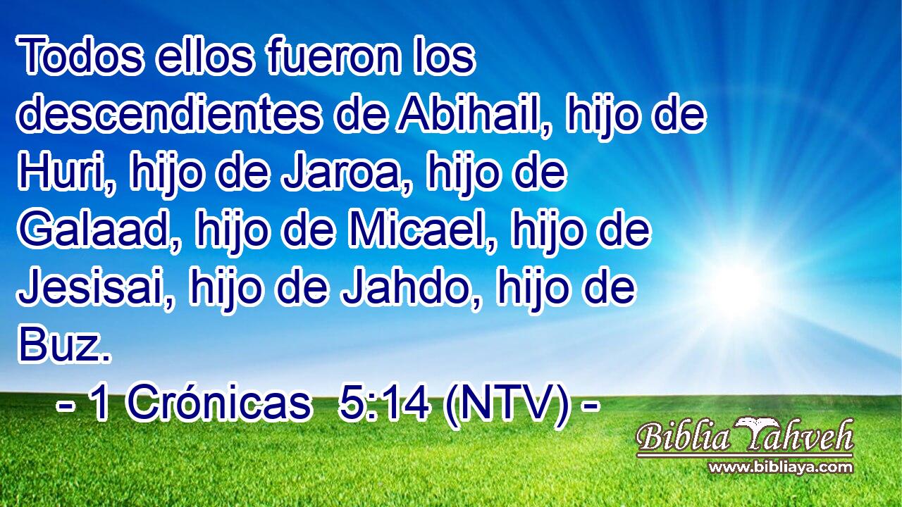 Todos ellos fueron los descendientes de Abihail, hijo de Huri, hijo de Jaroa, hijo de Galaad, hijo de Micael, hijo de Jesisai, hijo de Jahdo, hijo de Buz.