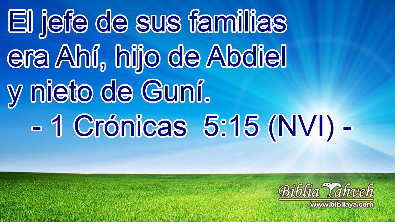  El jefe de sus familias era Ahí, hijo de Abdiel y nieto de Guní. 