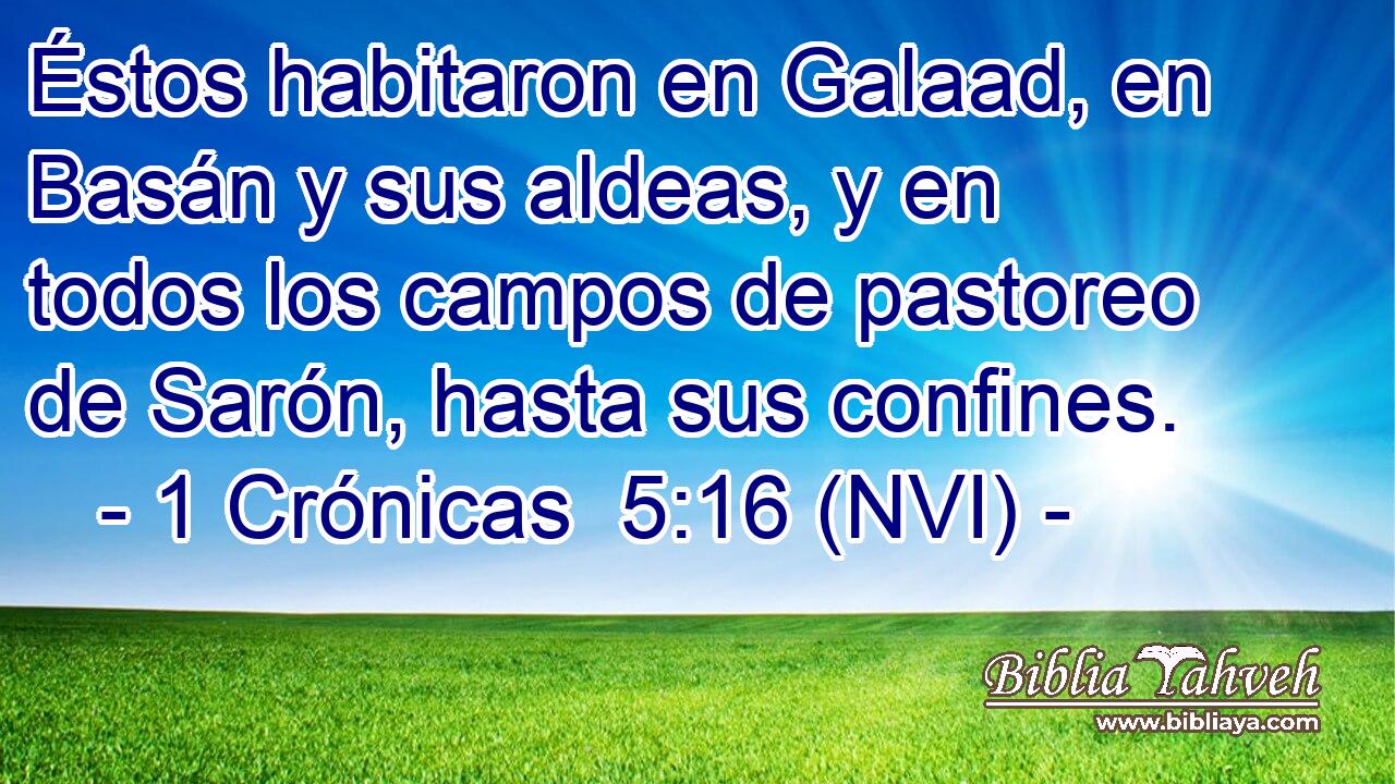  Éstos habitaron en Galaad, en Basán y sus aldeas, y en todos los campos de pastoreo de Sarón, hasta sus confines. 