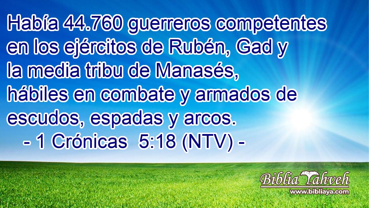 Había 44.760 guerreros competentes en los ejércitos de Rubén, Gad y la media tribu de Manasés, hábiles en combate y armados de escudos, espadas y arcos.
