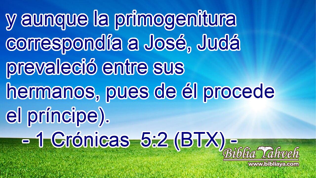 y aunque la primogenitura correspondía a José, Judá prevaleció entre sus hermanos, pues de él procede el príncipe).