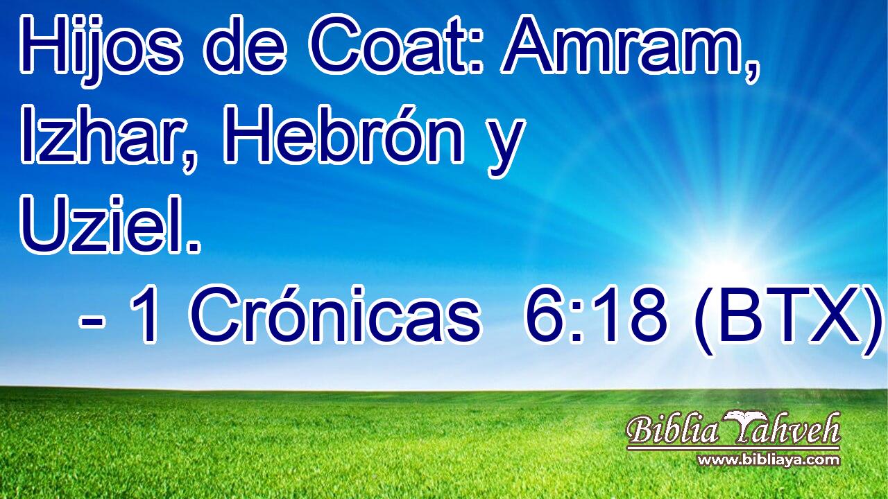 Hijos de Coat: Amram, Izhar, Hebrón y Uziel.