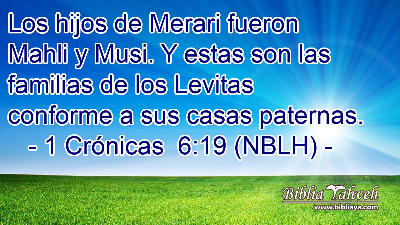  Los hijos de Merari fueron Mahli y Musi. Y estas son las familias de los Levitas conforme a sus casas paternas. 