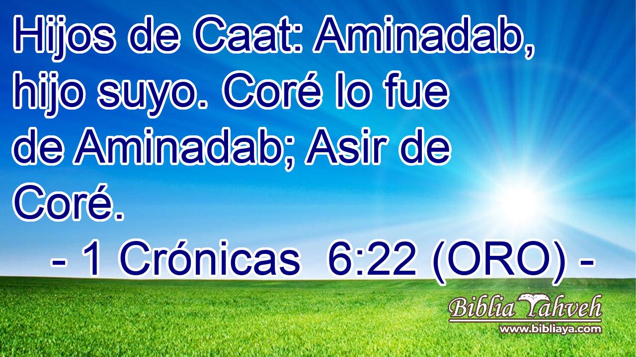  Hijos de Caat: Aminadab, hijo suyo. Coré lo fue de Aminadab; Asir de Coré. 