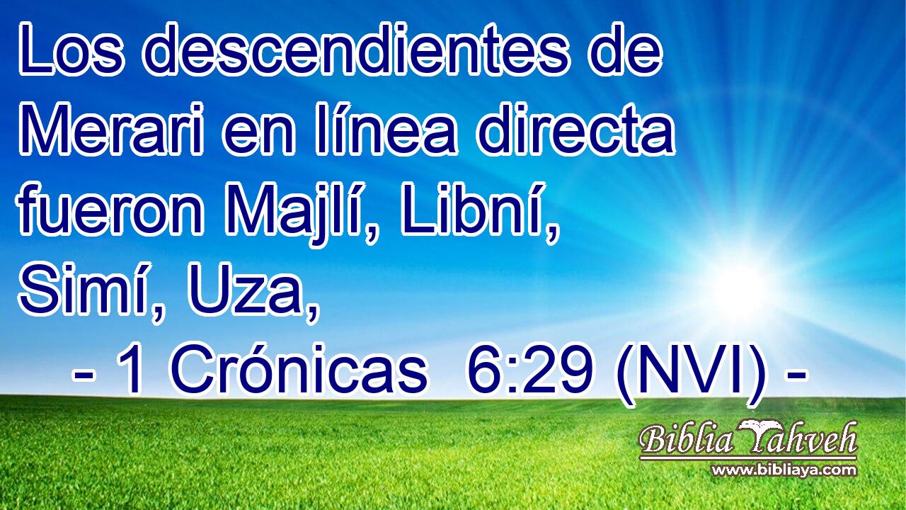  Los descendientes de Merari en línea directa fueron Majlí, Libní, Simí, Uza, 