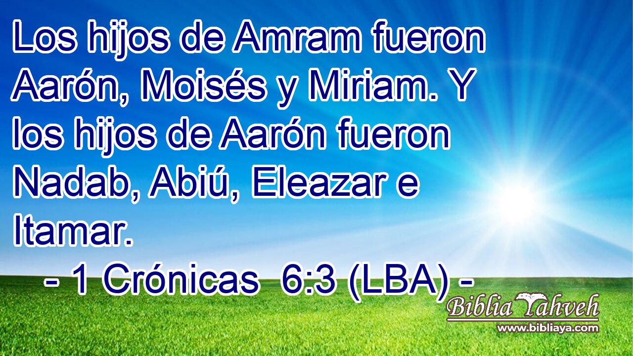 Los hijos de Amram fueron Aarón, Moisés y Miriam. Y los hijos de Aarón fueron Nadab, Abiú, Eleazar e Itamar.