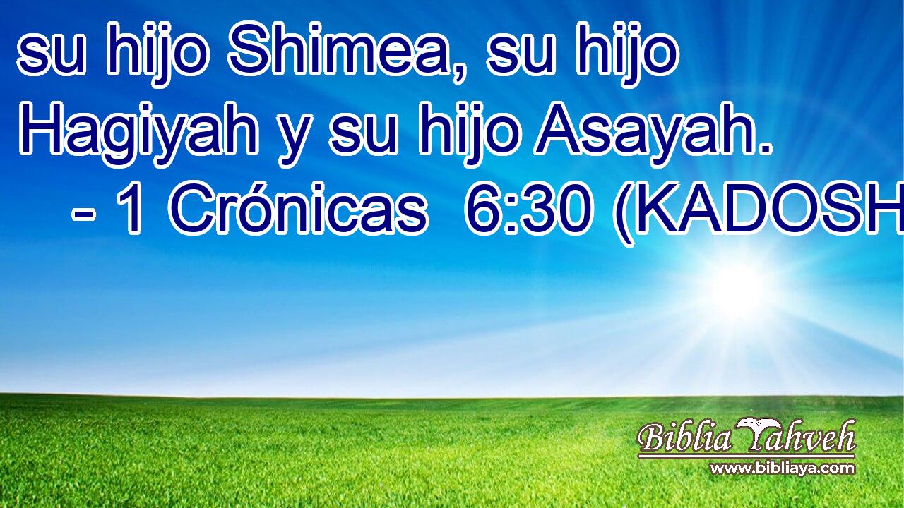  su hijo Shimea, su hijo Hagiyah y su hijo Asayah. 