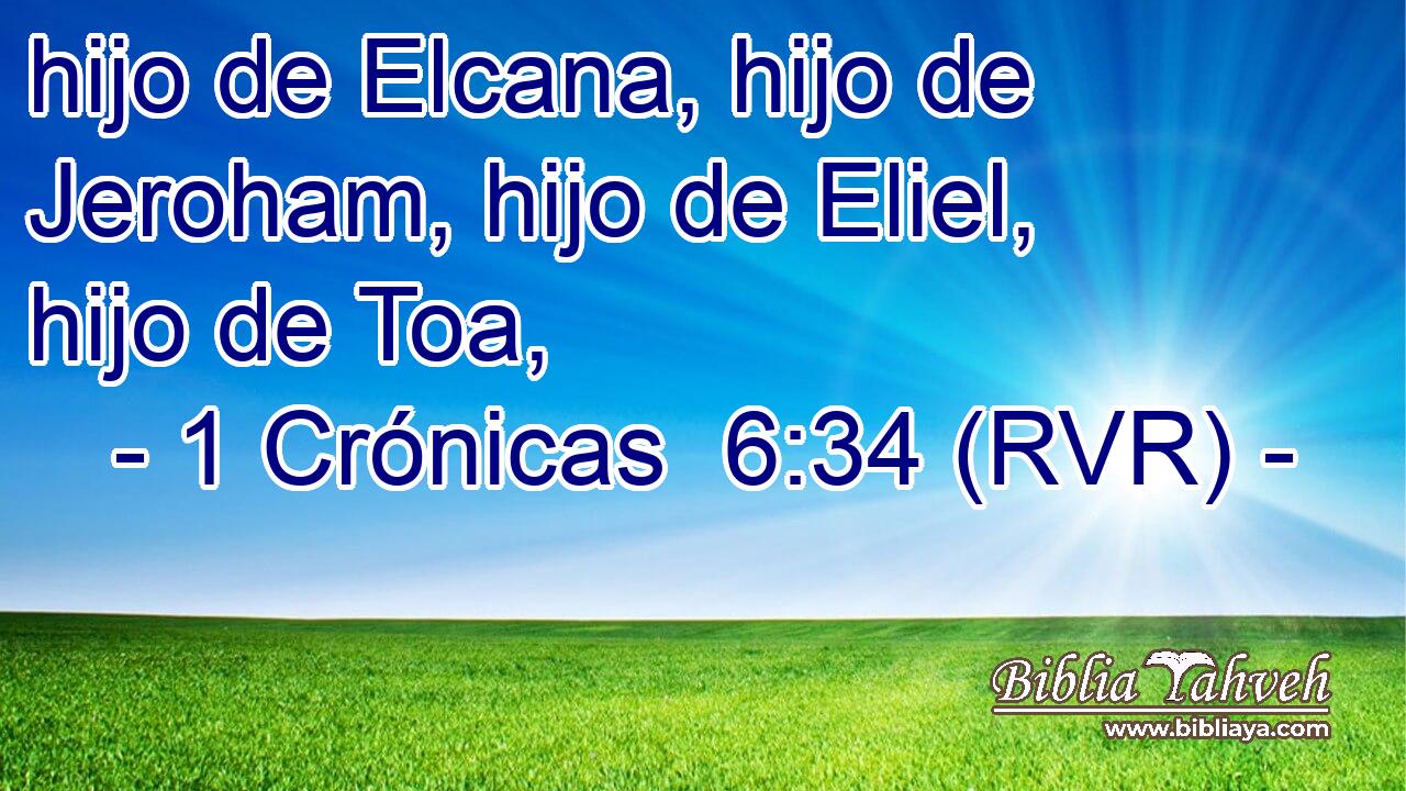 hijo de Elcana, hijo de Jeroham, hijo de Eliel, hijo de Toa,