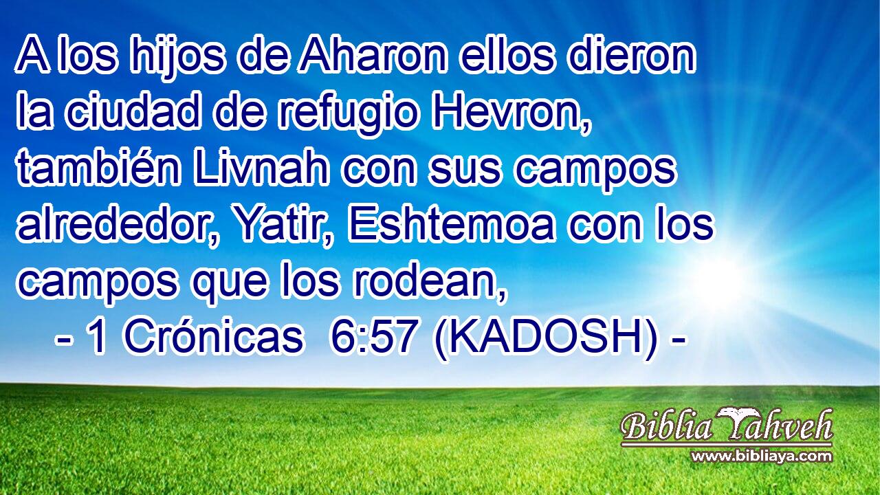  A los hijos de Aharon ellos dieron la ciudad de refugio Hevron, también Livnah con sus campos alrededor, Yatir, Eshtemoa con los campos que los rodean, 